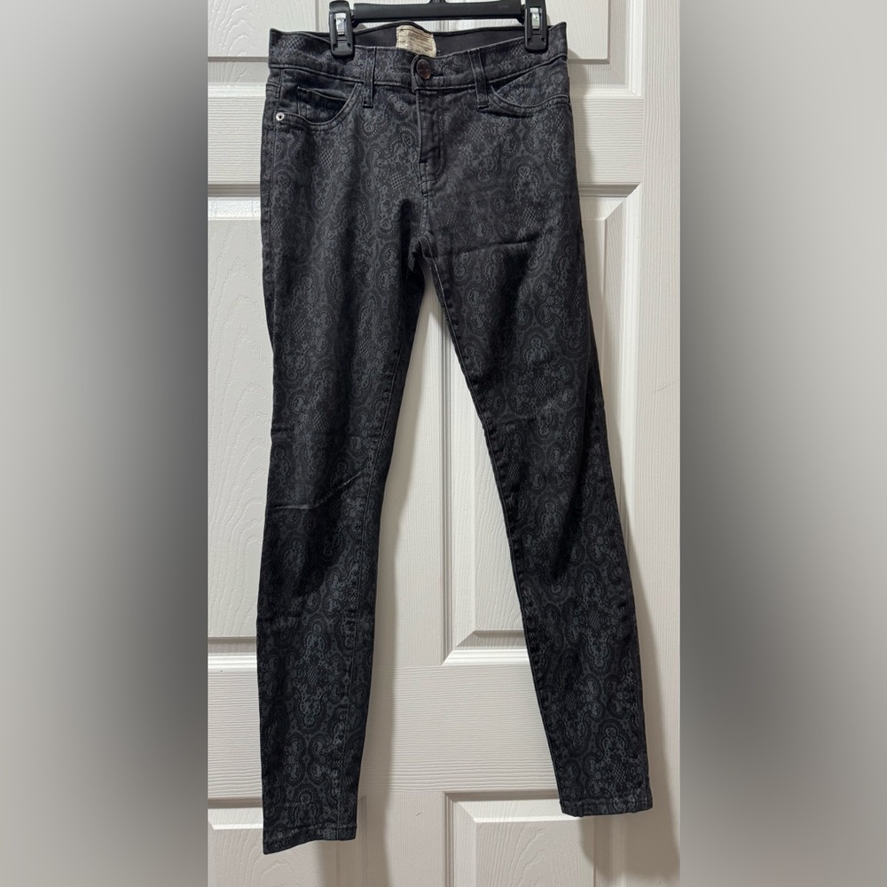 Current/Elliott Black Paisley Skinny Jeans